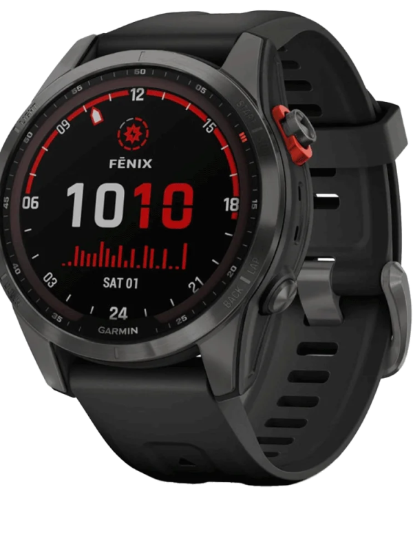 garmin fenix 7 solar carbon black color 3 quarter front view.webp